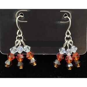 Clear Orange & Brown Crystal Bead Earrings by Neanie-Bot